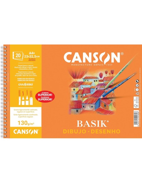 BLOCK DIBUJO A4+ CANSON C/RECUADRO 20H 130GRS C200408061/C400110485