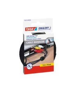 CINTA VELCRO PARA AGRUPAR CABLES 10MM X 5 M NEGRO  TESA 55239-00000-01