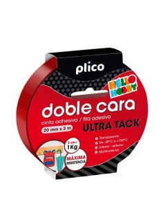 CINTA ADHESIVA DOBLE CARA ROLLO DE 20MM X  3 METROS ULTRA TACK PLICO 13308