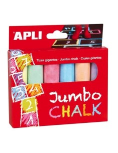 CAJA 6 TIZAS JUMBO REDONDAS COLORES SURTIDOS APLI 14367