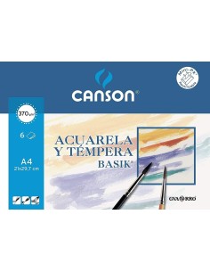 PACK LAMINAS DE DIBUJO A4  CANSON  ACUARELA 6H 370GRS  FILA C200006416/C400066288