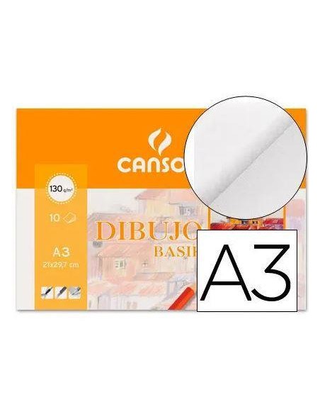 PACK LAMINAS DE DIBUJO A3 CANSON LISA 10H 130GR FILA C200403159