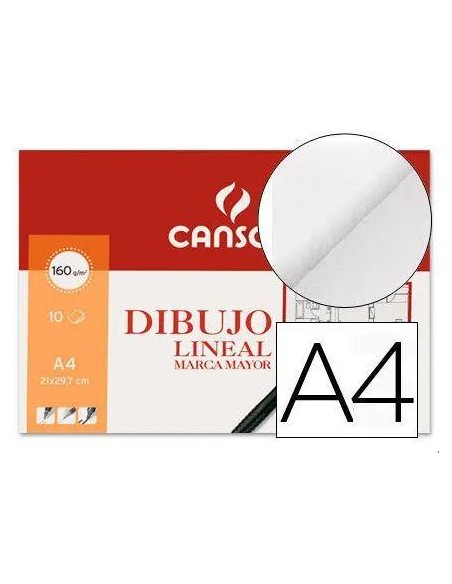 PACK LAMINAS DE DIBUJO LINEAL A4 CANSON 10H 160GRS FILA 200409784