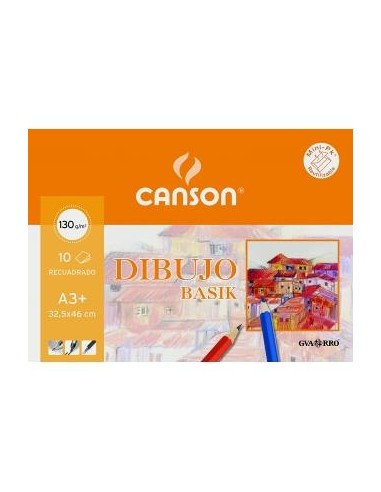 PACK LAMINAS DE DIBUJO A3+ CANSON RECUADRADO 10H 130GR FILA 200400798