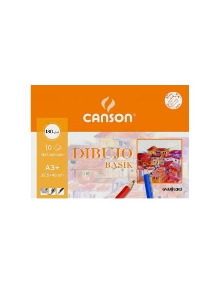 PACK LAMINAS DE DIBUJO A3+ CANSON RECUADRADO 10H 130GR FILA 200400798