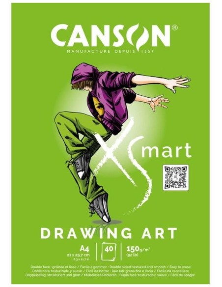 BLOCK PAPEL A4 CANSON XSMART PARA DIBUJO 150GR 40H FILA C32250P002