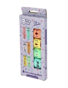 CAJA DE 6 MINI FLUOR PASTEL CUTE ANIMAL GRAFOPLAS 00042199