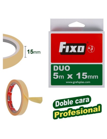 CINTA ADHESIVA DUO DOBLE CARA 5 METROS X 15MM GRAFOPLAS 75600300