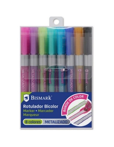 ROTULADOR BICOLOR PLATA+NEON/PASTEL 8 COLORES POESSA 327906 (12)