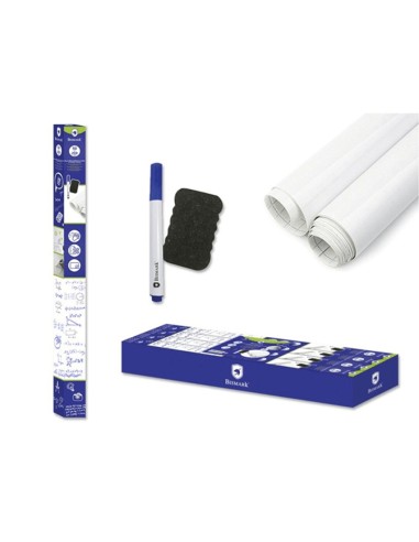 ROLLO ADHESIVO PIZARRA BLANCA C/ ROTULADOR Y BORRADOR 50X200 CM  POESSA 328319