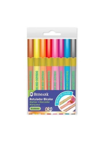 ROTULADOR BICOLOR ORO+NEON/PASTEL 8 COLORES POESSA 330110 (12)
