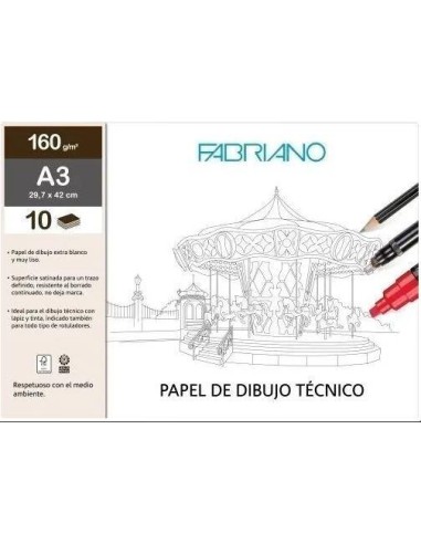 PACK LAMINAS DE DIBUJO LINEAL A3 10H 160GRS  SADIPAL 74233252