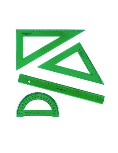 JUEGO REGLA ESCUADRA CARTABON Y SEMICIRCULO FABER CASTELL 65021 / 66021