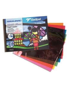 BLOCK PAPEL CELOFAN 10 HOJAS COLORES SURTIDOS SADIPAL S0400006 /APLI 16650