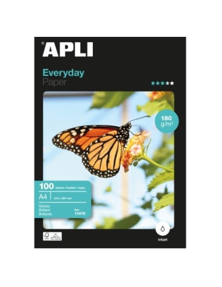 PAPEL GLOSSY A4 EVERYDAY 180GRS 100 H APLI 11475