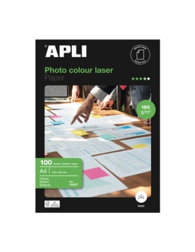 PAPEL APLI  LASER GLOSSY DOBLE CARA 160  GRS A4 100 H  11817