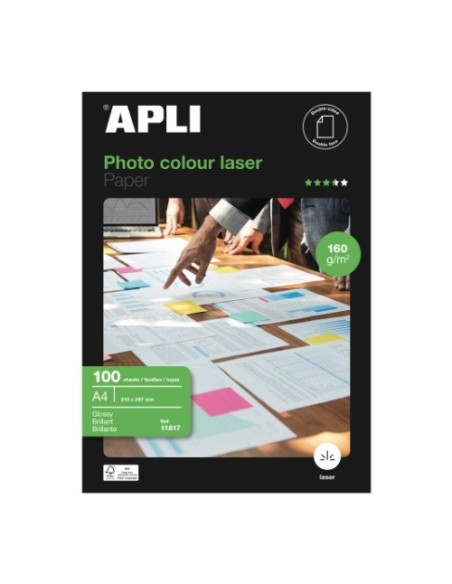 PAPEL APLI  LASER GLOSSY DOBLE CARA 160  GRS A4 100 H  11817