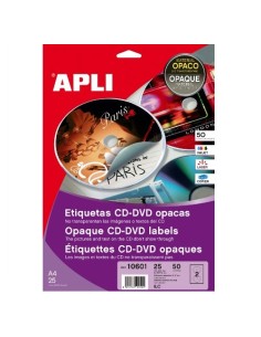 ETIQUETAS CD/DVD 117MM DIAMETRO OPACAS APLI      REF: 10601