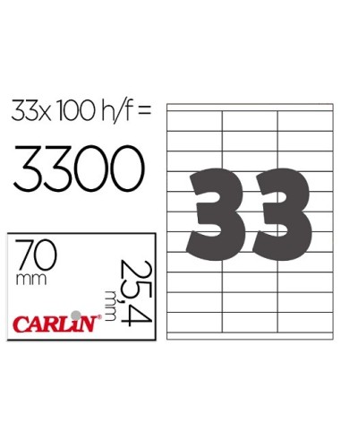 ETIQUETAS AUTOADHESIVAS CARLIN A4 DE 70X25.4 C/100 REF.15299 / /9170251C