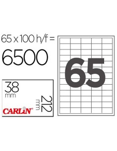 ETIQUETAS AUTOADHESIVAS CARLIN A4 DE 38X21.2 C/100 REF.15292