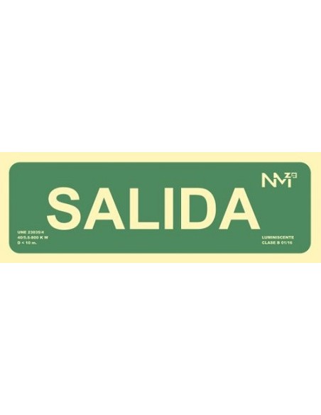 PLACA SALIDA PACK 2 PLASTICA FOTOLUMINISCENTE C B 300X105 6170-06H VE