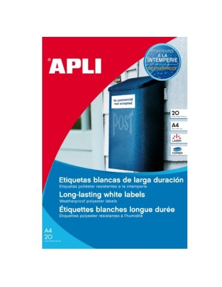 ETIQUETAS POLIESTER BLANCAS  64.6X33.8 APLI 1226