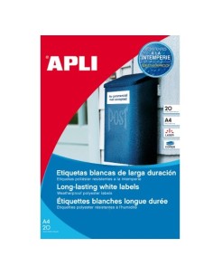 ETIQUETAS POLIESTER BLANCA RESISTENTE INTEMPERIE 105X148 20H APLI 1227