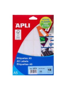 ETIQUETAS A5 34X53 MM 15H APLI 1874