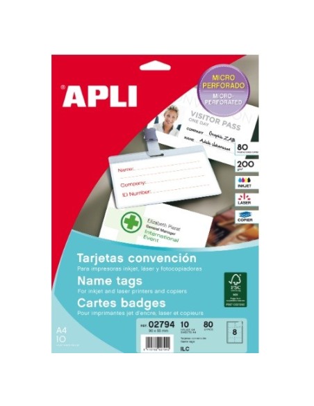 TARJETAS CONVENCION 90X55 MICROPERFORADAS 200GRS 10H APLI 2794
