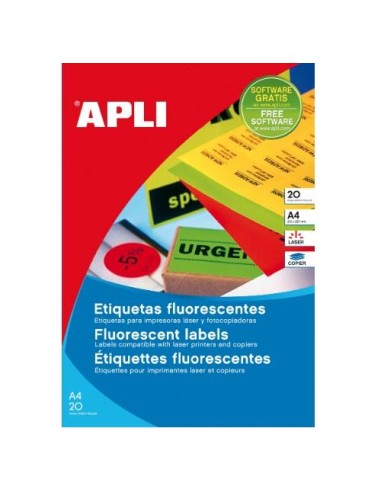 ETIQUETAS ADHESIVAS FLUORESCENTES AMARILLO 210X297 APLI 2878 POR UNIDAD (P/20)
