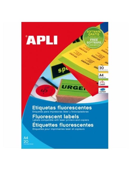 ETIQUETAS ADHESIVAS FLUORESCENTES NARANJA 210X297 APLI 2879 POR UNIDAD (P/20)