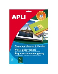 ETIQUETAS GLOSSY APLI A4 INKJET BLANCA 2926 10 ETIQUETAS