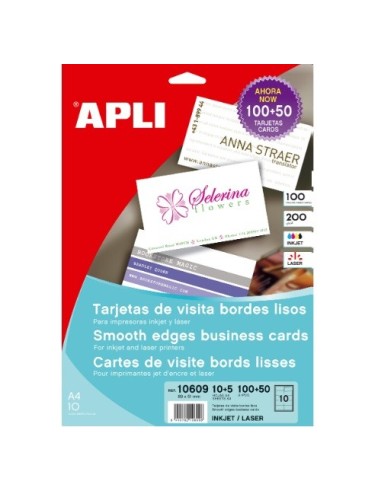 TARJETA DE VISITA BORDES LISOS 89X51 APLI 10609