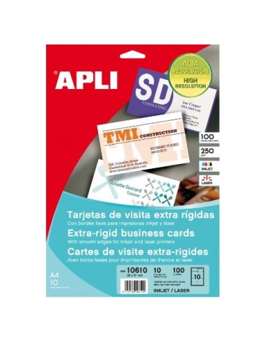 TARJETAS DE VISITA EXTRA RIGIDAS 89X51 APLI 10610