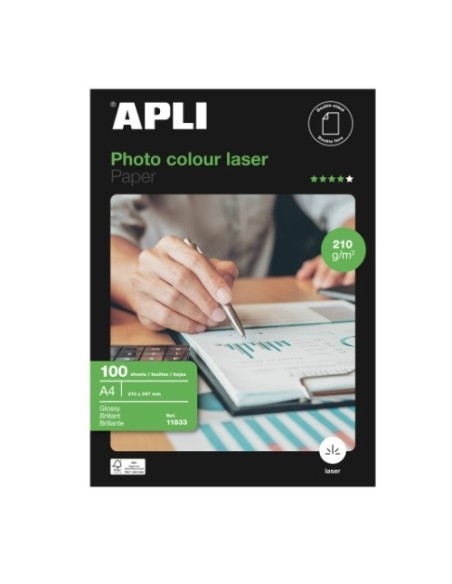 PAPEL FOTO APLI LASER GLOSSY DOBLE CARA 210GR REF 11833