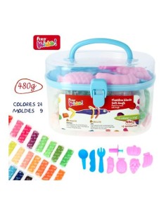 COFRE PLASTILINA 24 COLORES 48 GR+9 ACCESORIOS AZUL GRAFOPLAS 68101430