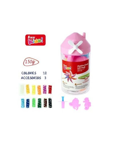 MOLINO PLASTILINA 12 COLORES 150 GR+3 ACCESOR ROSA GRAFOPLAS 68101753
