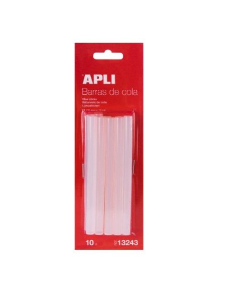 BLISTER DE 10 BARRAS DE  SILICONA 7,5MM X 10CM APLI 13243 00058300