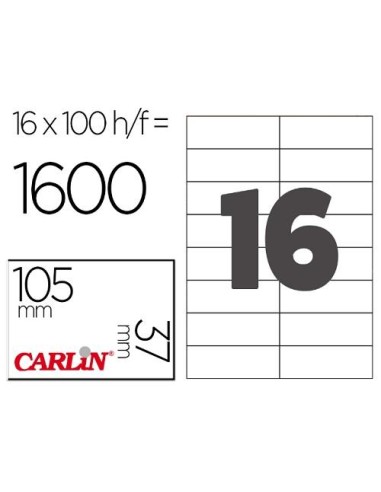 ETIQUETAS AUTOADHESIVAS CARLIN A4 DE 105X37 C/100  REF.15313