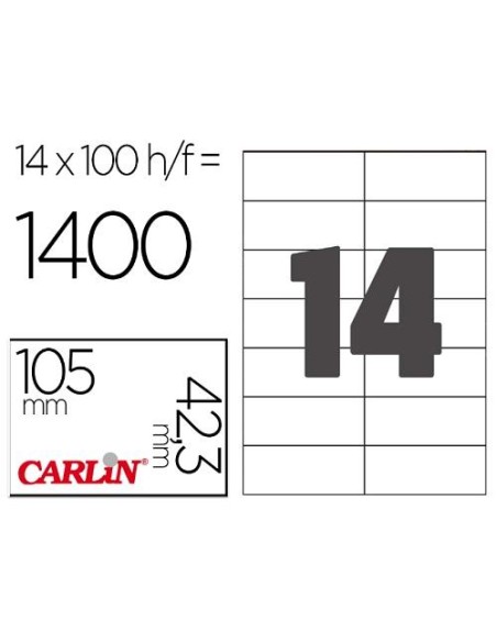 ETIQUETAS AUTOADHESIVAS CARLIN A4 DE 105X42.4 C/100  REF.15315
