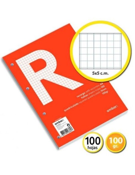 RECAMBIO A4 100H 100GRS 5X5 4 TALADROS AMBAR 100304850210 (15)