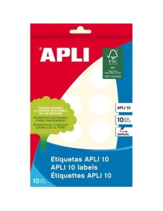 ETIQUETAS APLI 10 SOBRE  REDONDAS DE 25MM  DE DIAMETRO REF 1629