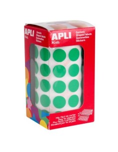 GOMETS EN ROLLO 15MM CIRCULOS VERDE APLI 4858