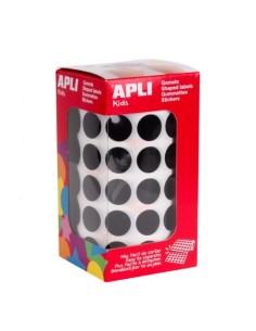 GOMETS EN ROLLO 15MM CIRCULOS NEGROS APLI 11487