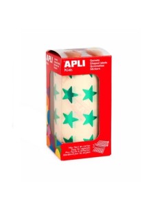GOMETS EN ROLLO ESTRELLAS GRANDES 19.5MM VERDES  METALIZADO APLI 12054