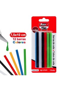 BLISTER DE 12 BARRAS DE SILICONA DE COLORES 7.5 X 10CM GRAFOPLAS 00058699