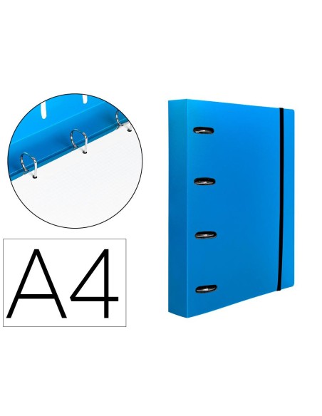 CARPEBLOCK POLIPROPILENO CON RECAMBIO A4 100H 80G  4 ANILLAS DE 25MM AZUL CH54  CSUR 160026