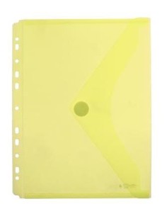SOBRE PLASTICO A4+ 24X31 CM MULTITALADRO CIERRE VELCRO AMARILLO 35353