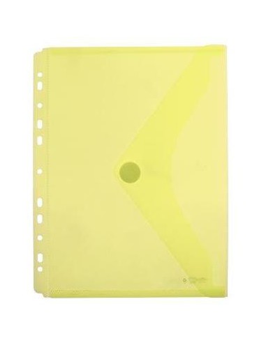 SOBRE PLASTICO A4+ 24X31 CM MULTITALADRO CIERRE VELCRO AMARILLO 35353