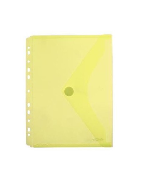 SOBRE PLASTICO A4+ 24X31 CM MULTITALADRO CIERRE VELCRO AMARILLO 35353